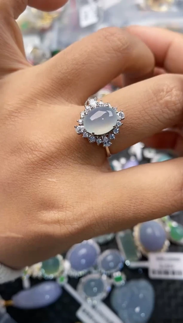 银S925镶嵌戒指翡翠555---2