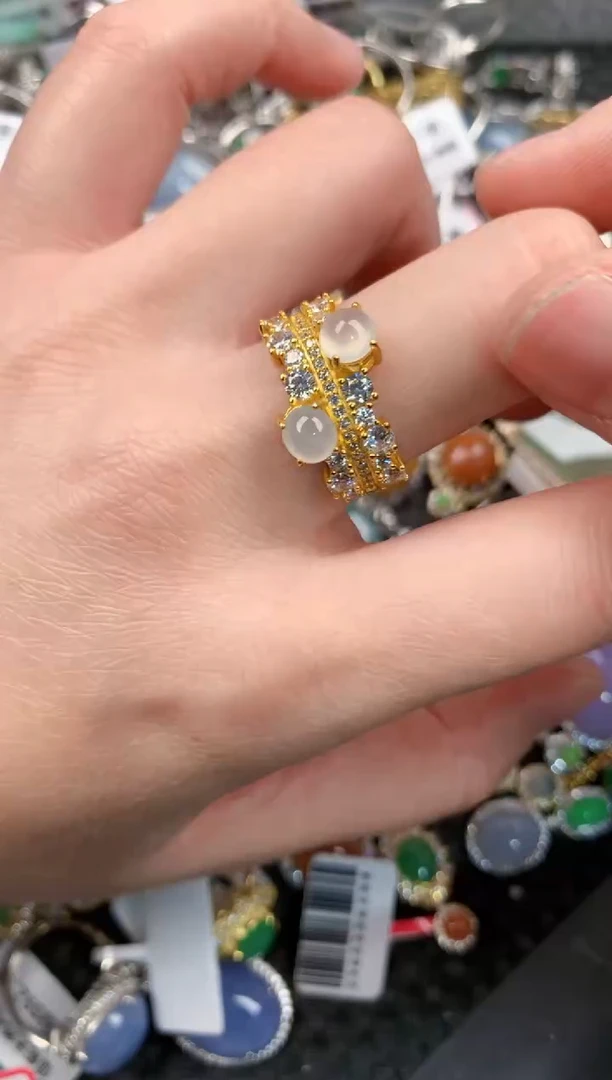 银S925镶嵌戒指翡翠999      4