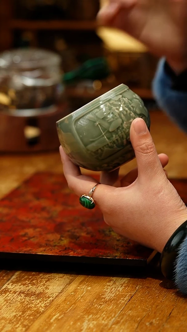 【闪购商品】越窑青瓷禅定杯/清明上河图