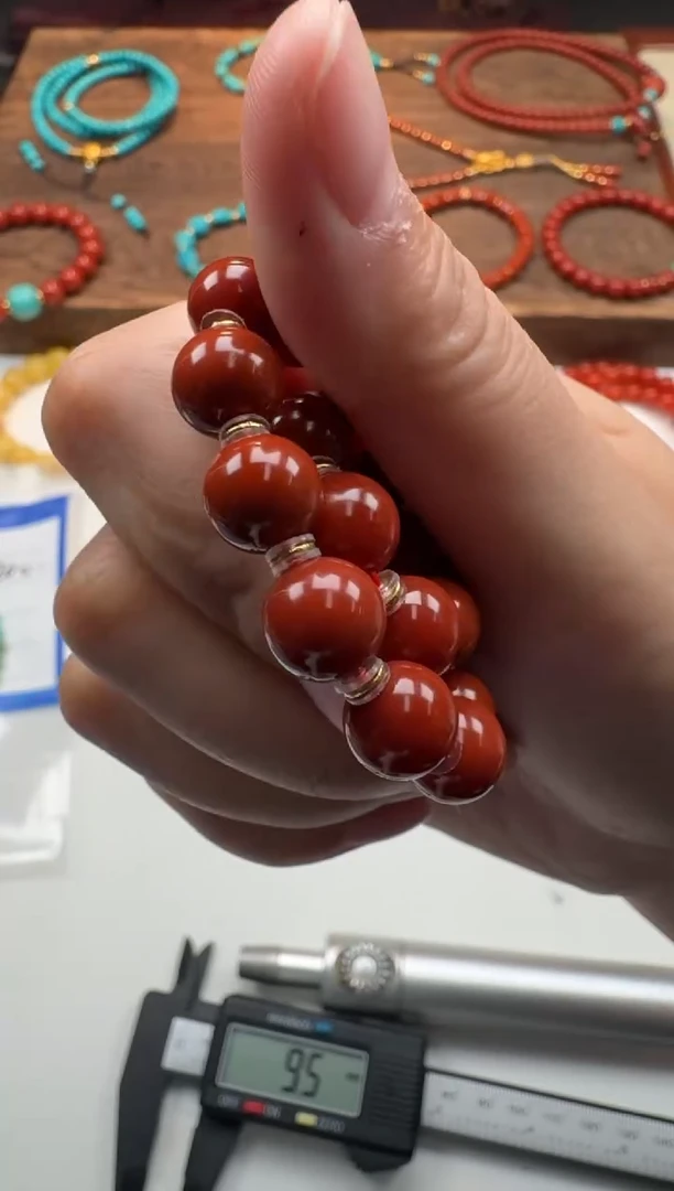 18K金镶嵌手串手串南红玛瑙绝*～手串