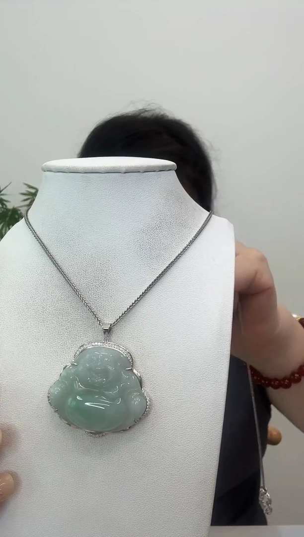 翡翠银S925镶嵌吊坠(赠链)大佛