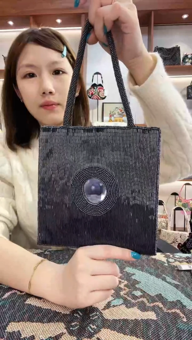 织物19号手工珠珠包包腋下斜跨包手拿包手提晚宴包