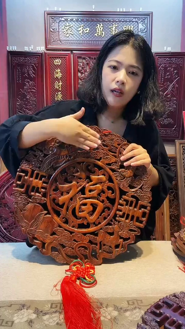 香樟木木雕款香樟木48五福临门福挂件两个