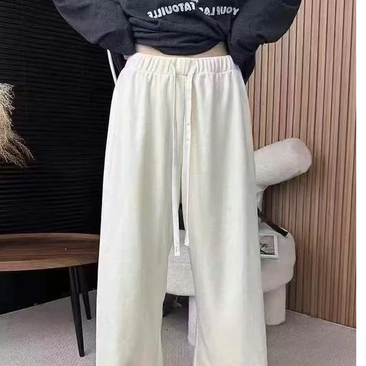 【云感裤】高级感直筒阔腿卫裤休闲垂感拖地长裤女秋季松紧腰