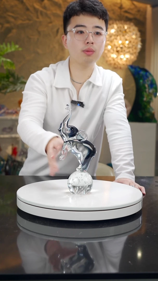 手工艺品琉璃极简灰小象摆件