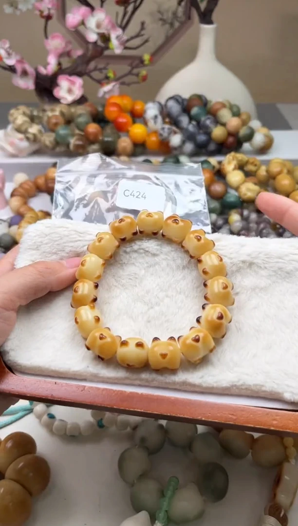 菩提根/象牙果手串WC424柯基屁屁15mm一串随机