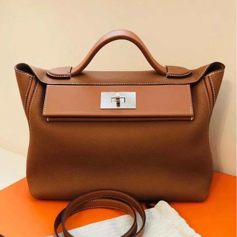 99新 Hermes/爱马仕 爱马仕2424 金棕29银扣Y单肩9478054