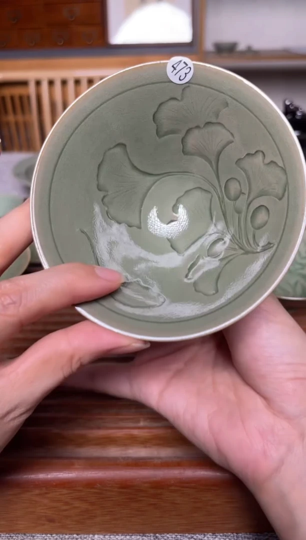 其他473纯手工秘色斗笠盏 微瑕