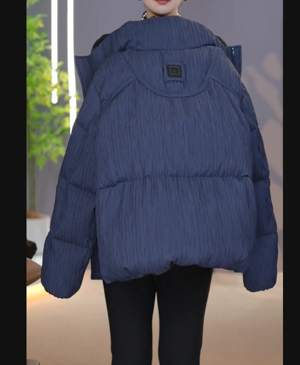 【一眼万年】时尚流行别致设计纯色羽绒服2025冬季新款宽松保暖上衣