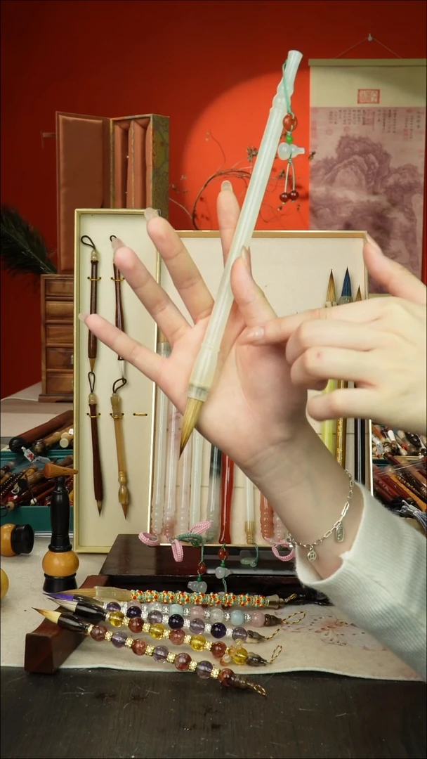 14号闪孤品高货毛笔链接 清水试笔 蘸墨不退