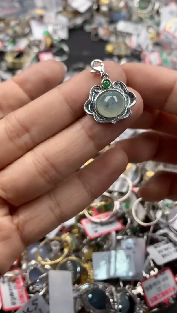 银S925镶嵌戒指翡翠12             4