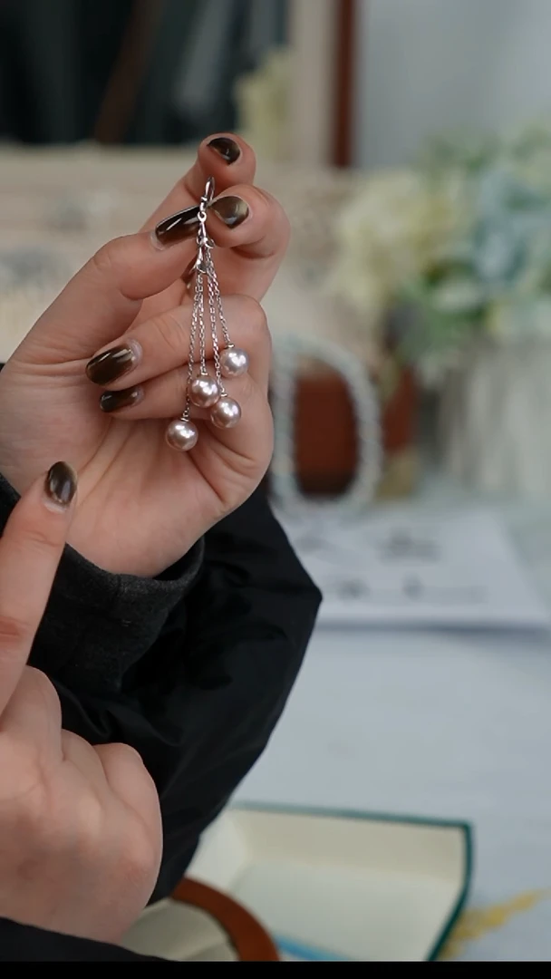 【闪购商品】淡水珍珠耳饰银S925镶嵌耳饰 9-10mm