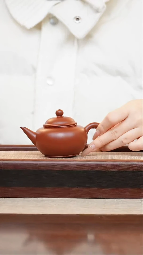 朱泥水平140cc宜兴手工紫砂壶