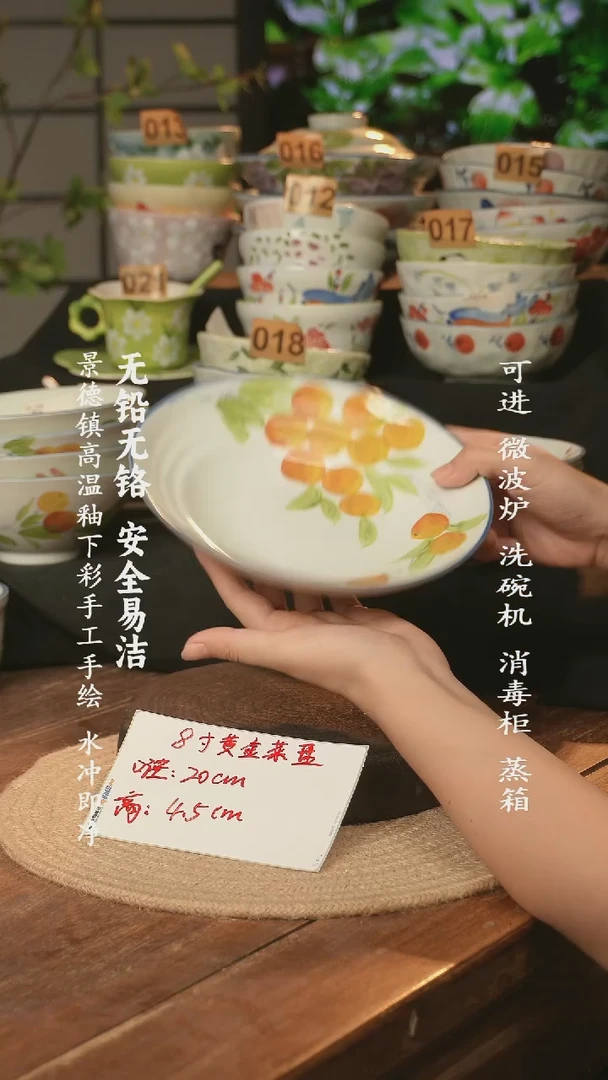 瓷景德镇高温瓷釉下彩手绘陶瓷