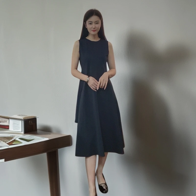 浒城古娘欧若风中式简约气质显瘦女夏季显瘦无袖背心裙HBSS010117