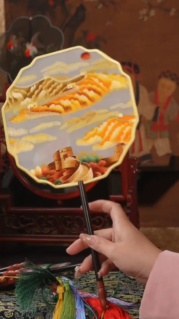 刺绣团扇 绣花双面非遗