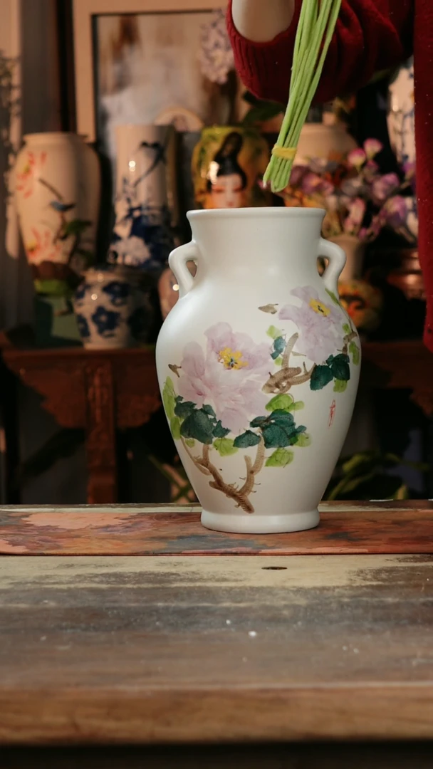 【闪购商品】瓷片景德镇纯手工釉下彩精品花瓶