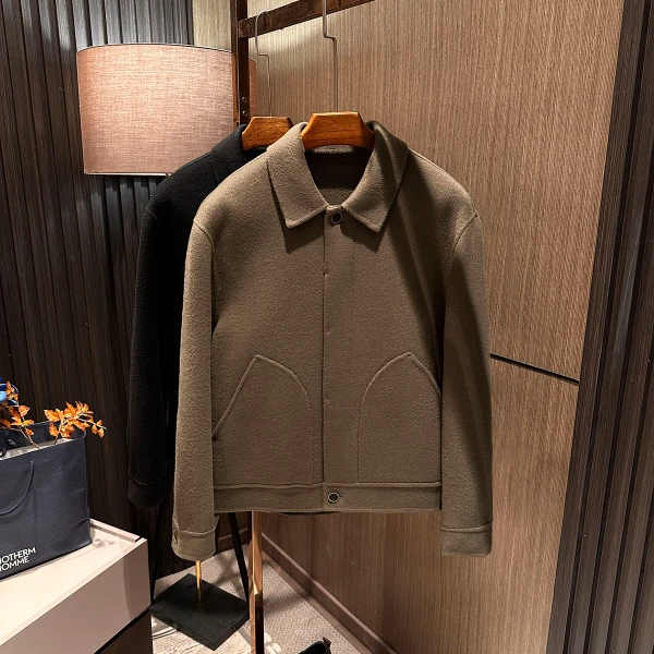 【经典迭代 双面呢】2025秋冬新款男士高品质翻领100%羊毛夹克外套