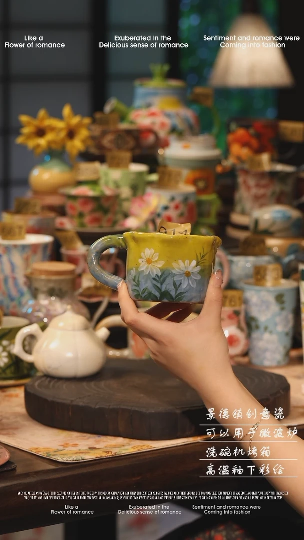 陶瓷景德镇高温釉下彩绘设计师款式