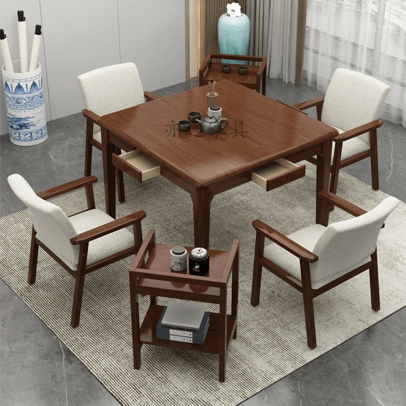 正方形八仙桌家用实木桌椅组合小户型茶桌餐桌棋牌方桌掼蛋专用桌