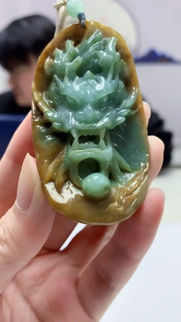 【闪购商品】定制翡翠未镶嵌5060zm-毛货挂件龙牌18