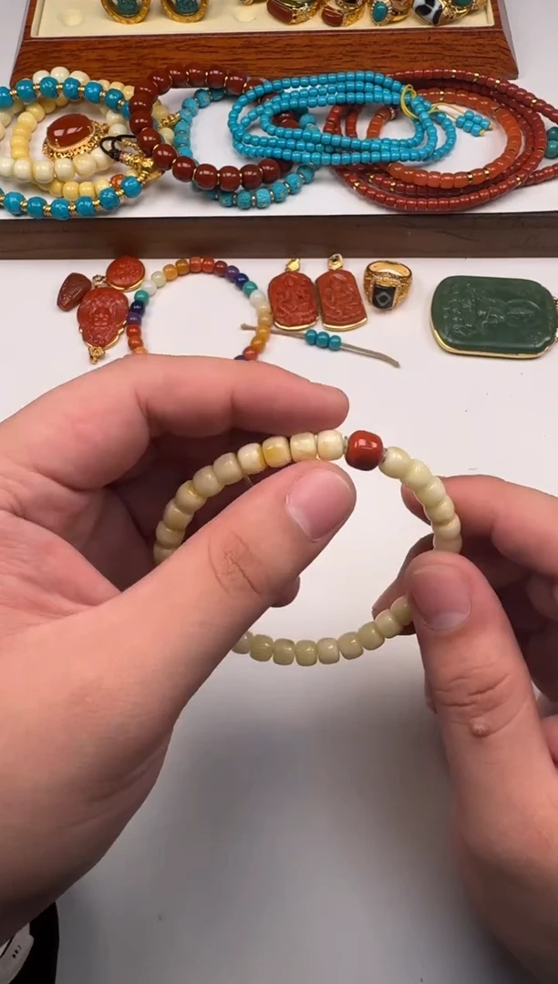 裸石蜜蜡18K金镶嵌容*～手串手串