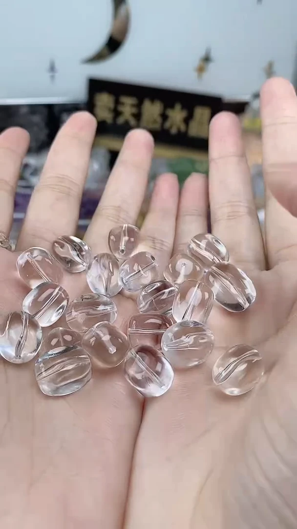 未镶嵌珠宝半成品水晶白水晶糖豆10mm一颗装