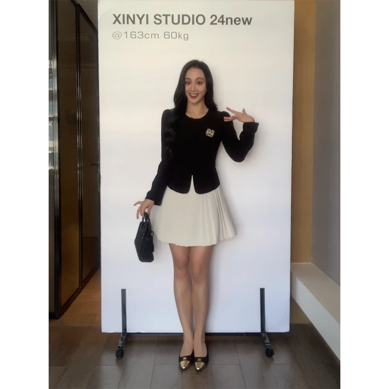 XINYI【比例天才】春季撞色拼接假两件连衣裙收腰显瘦X625Q00276