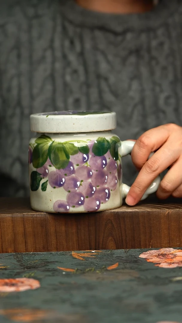 杯釉下彩手工手绘同款陶器