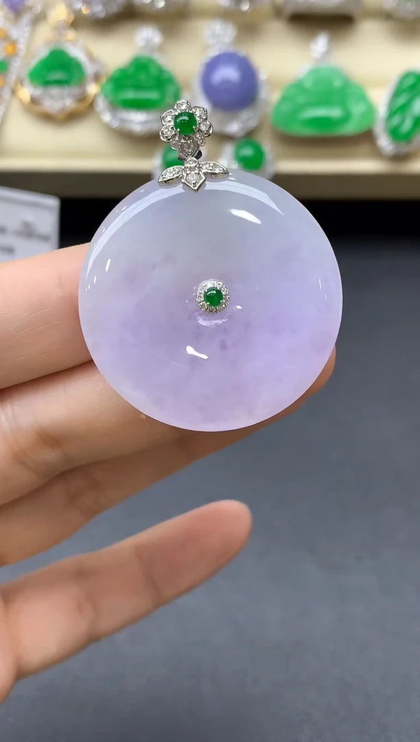 翡翠18K金镶嵌颈饰446-中国好珍宝