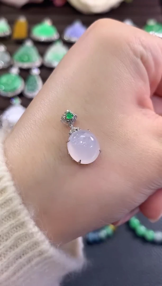 吊坠(不含链)18K金镶嵌翡翠b22