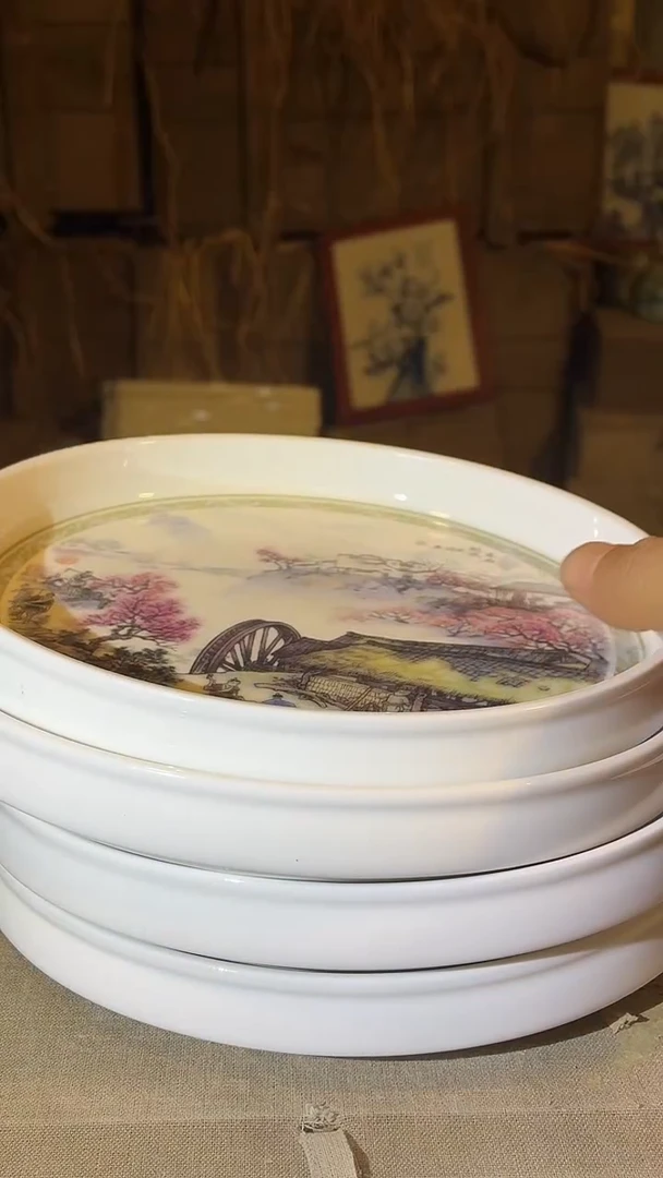 摆件瓷H24四片景德镇陶瓷摆件