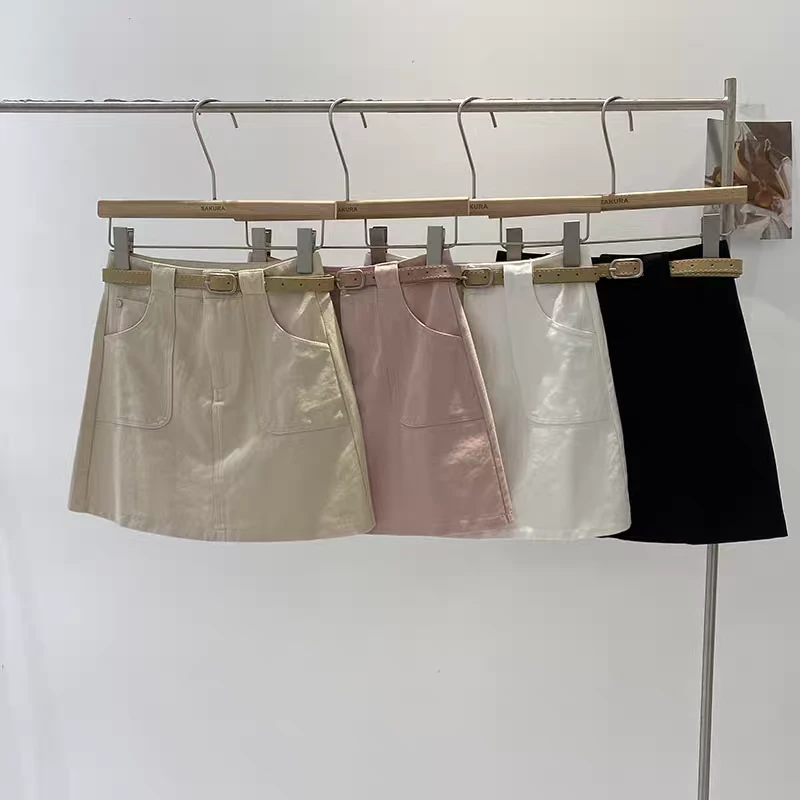 2025哺乳期春夏新款高腰纯色休闲防走光a字包臀短裙女棉半身裙子