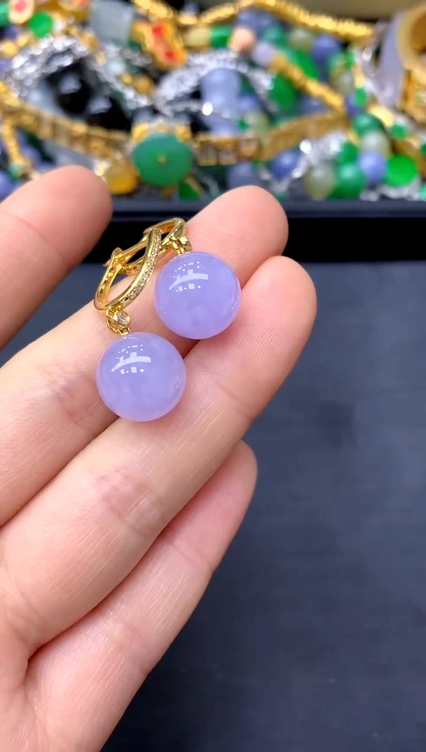 18K金镶嵌翡翠耳饰637-中国好珍宝