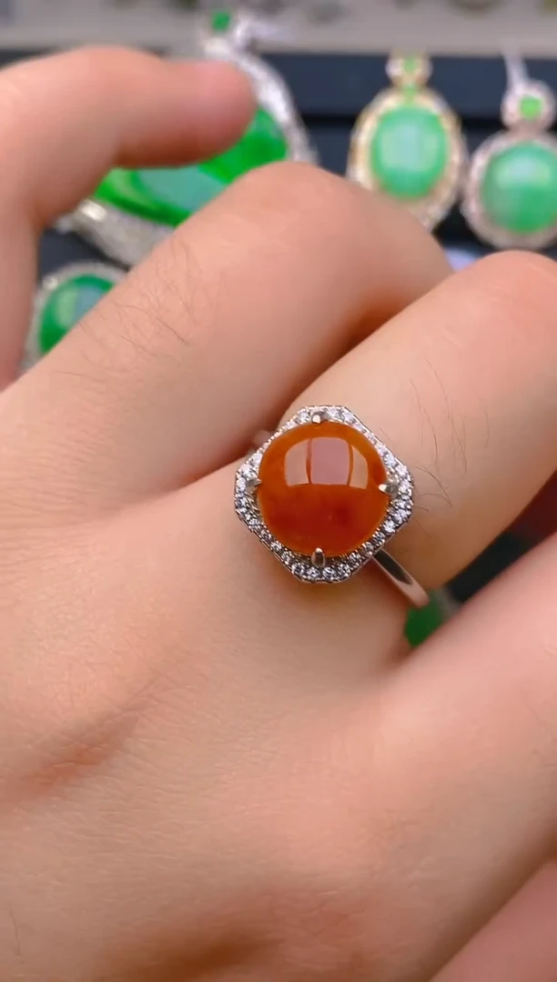 【闪购商品】翡翠戒指银S925镶嵌天然A货翡翠1