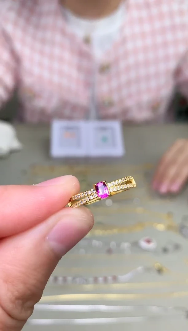 蓝宝石戒指银S925镶嵌戒指