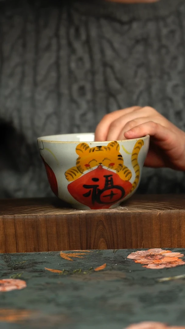 杯釉下彩手工手绘同款陶器