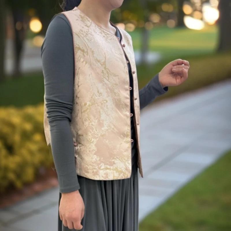 马甲民族风提花春季马夹复古250g(含)-300g(不含)时尚双层女