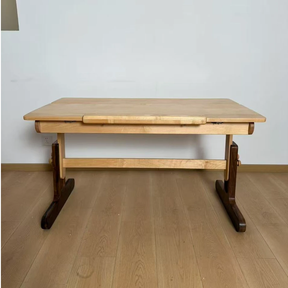 硬枫木+胡桃木120/65/65-80儿童书桌