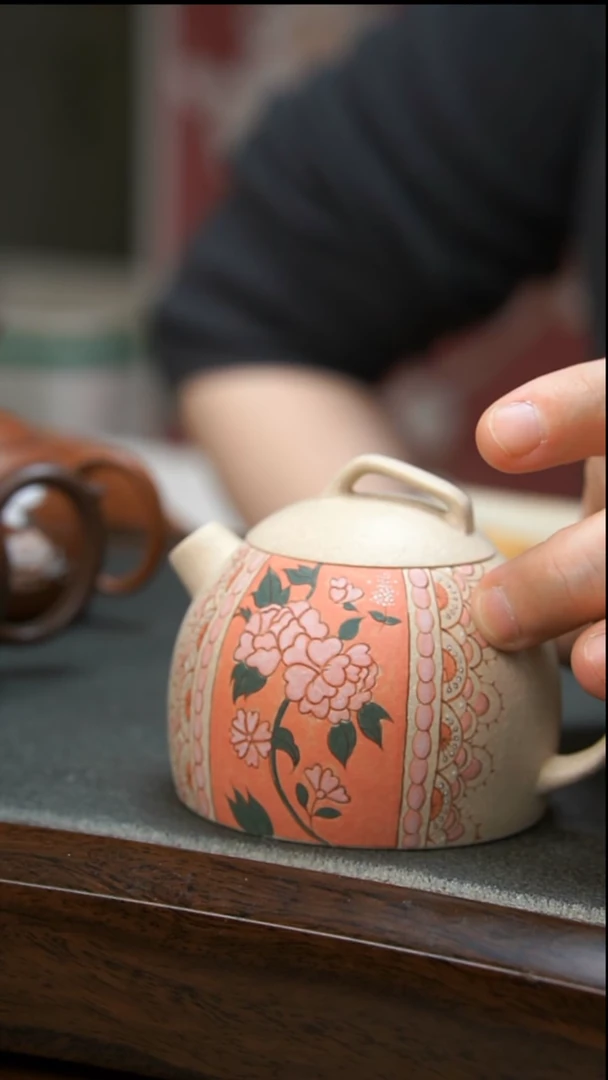 【闪购商品】紫砂茶壶粉色几何秦权壶微瑕