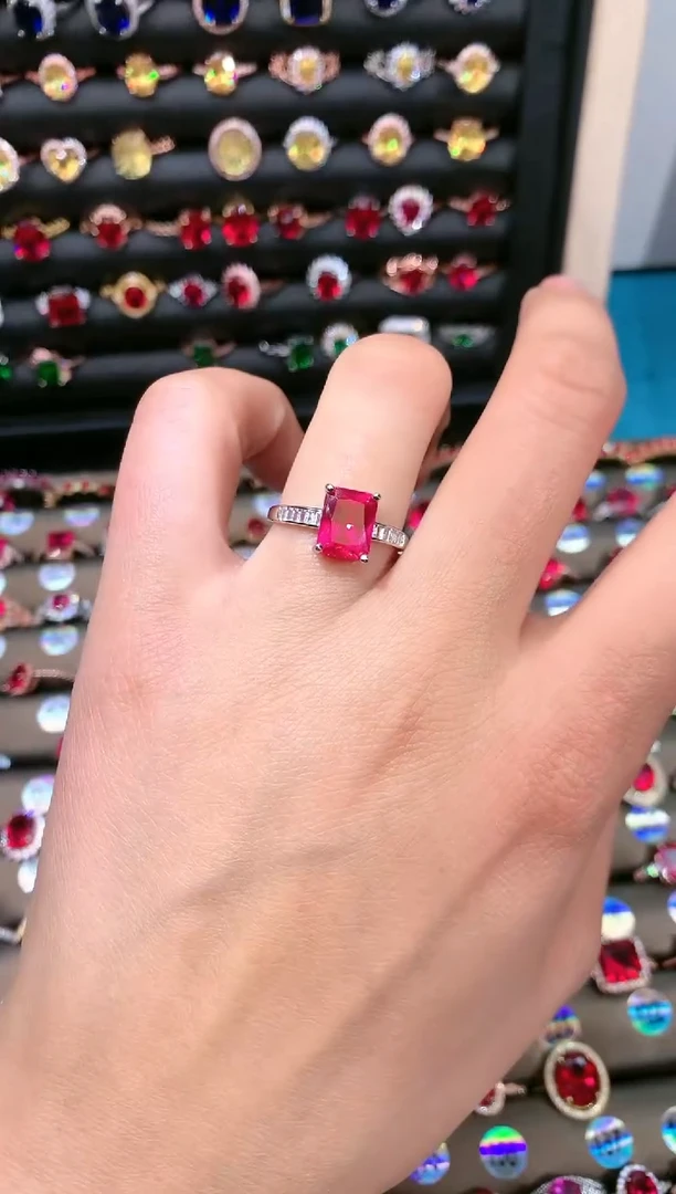 【闪购商品】红宝石戒指银S925镶嵌79白