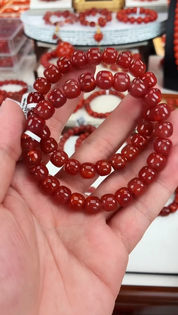 南红玛瑙瓦西老型手串9+未镶嵌（多样式发其一）