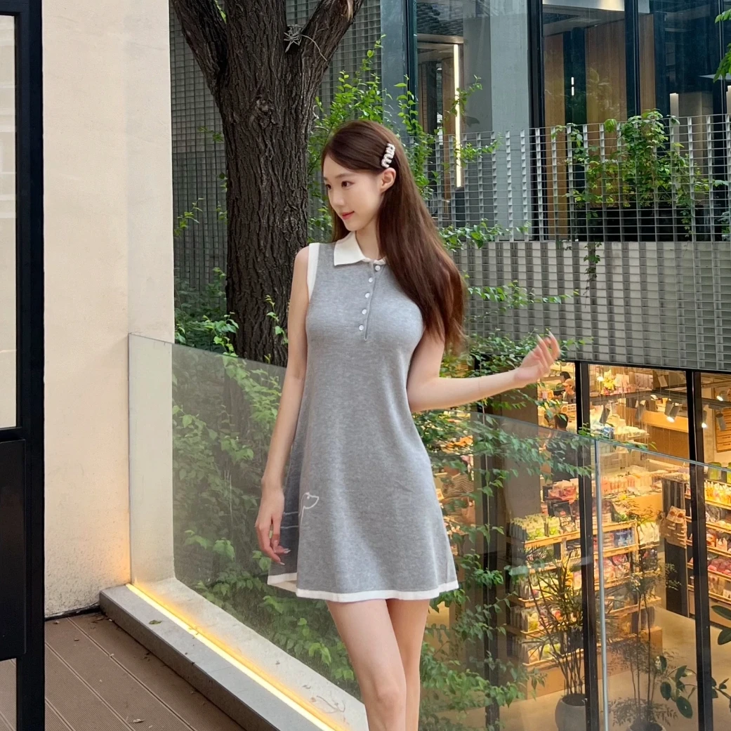 未使用 THOMBROWNE 学院风针织迷你短款无袖连衣裙/1/2