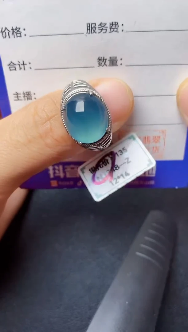 翡翠戒指银S925镶嵌222222