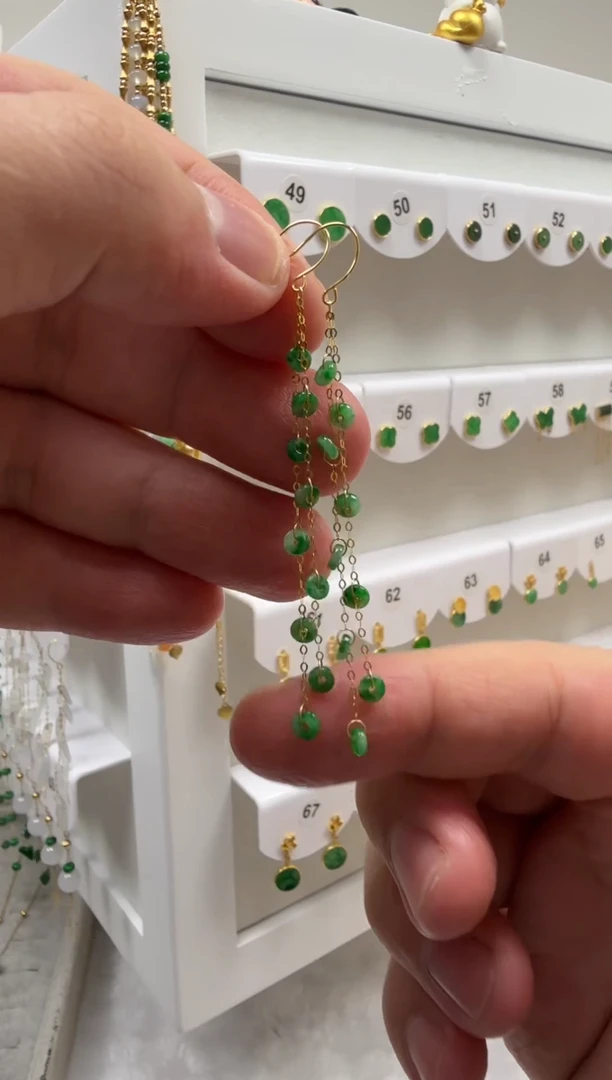 18K金镶嵌翡翠耳饰缅甸天然翡翠a货