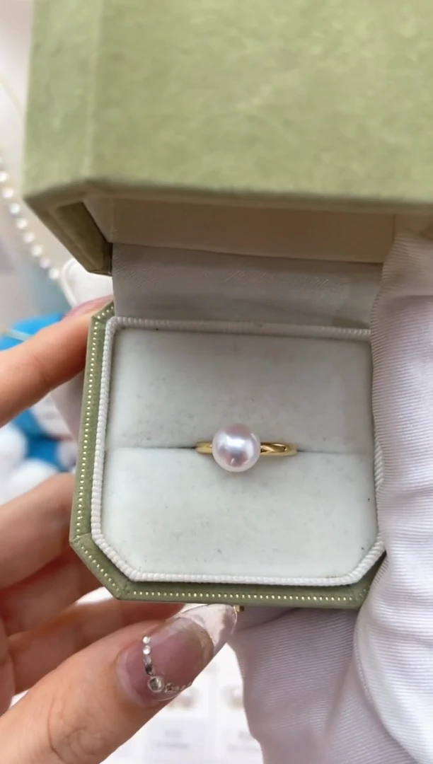 【闪购商品】海水珍珠戒指18K金镶嵌天女8.0-8.5戒指