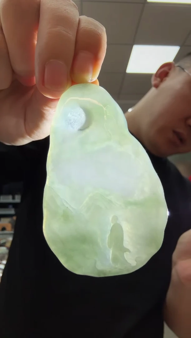 未镶嵌挂件翡翠A货翡翠孤品国雕谢林工