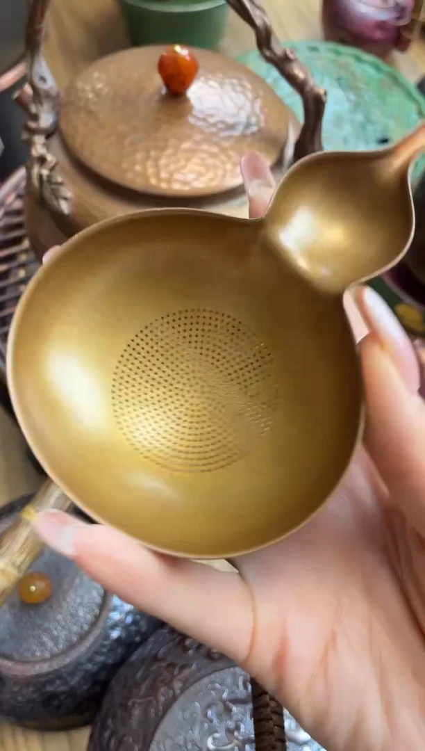 包浆色葫芦茶漏纯紫铜 加厚高端