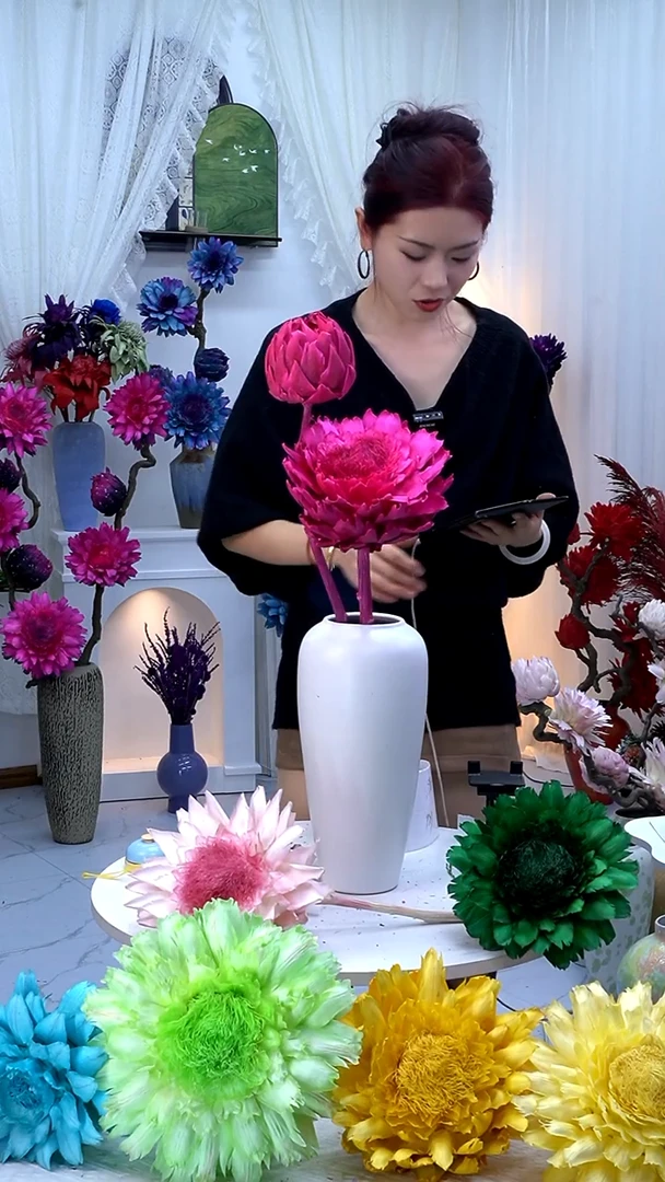 永生洋蓟亮玫粉2头【叶片有伤】9913