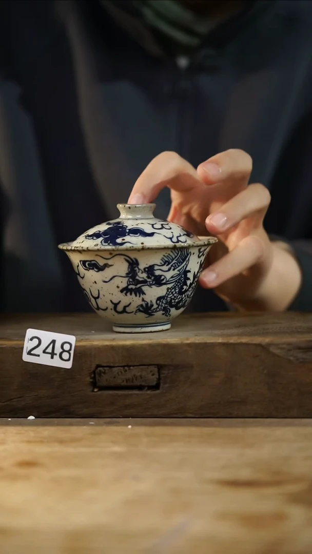 瓷片设计师手作！！！知名设计师系列！！！！高古青花盖碗